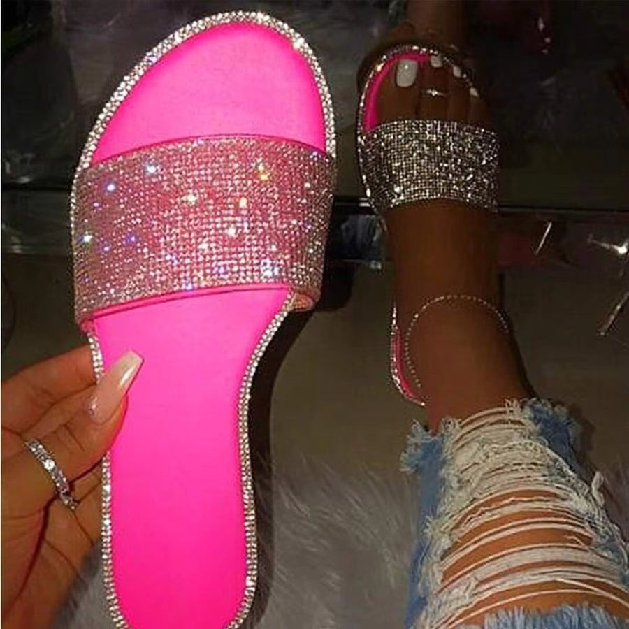 Women's Flats Slip On Jeweled Shoes Sequins Sparkling Sandals Sparkling Fancy