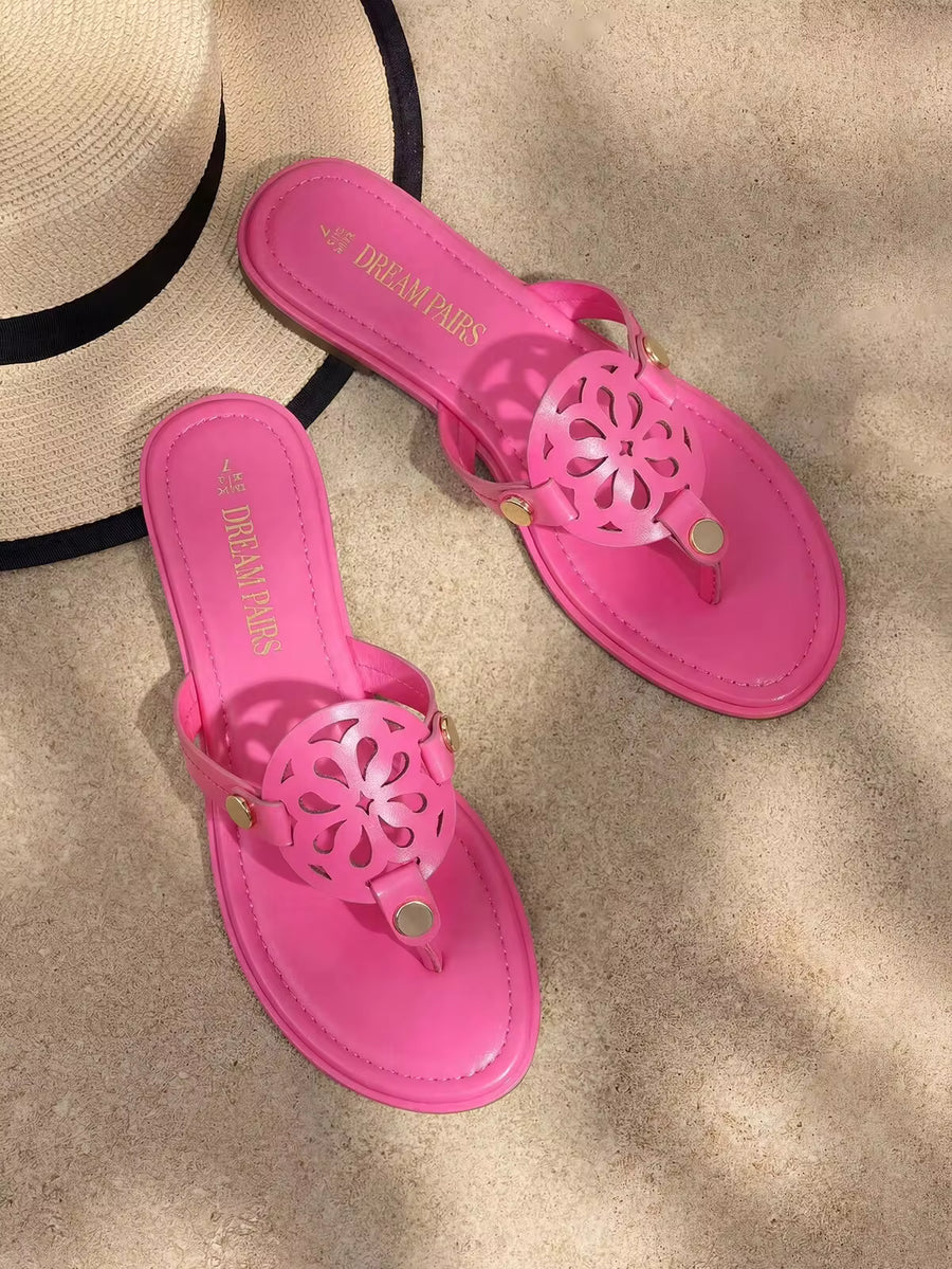 Women'S Flip Flop Buttons Arch Support Fashion Comfortable Soft Cushion Wedge Flip Flops Summer Beach Vacation Thong Flat Sandals